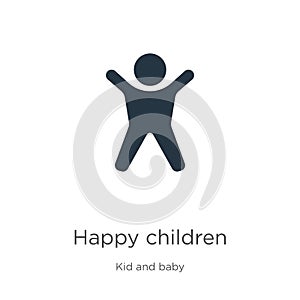 Happy children icon vector. Trendy flat happy children icon from kids and baby collection isolated on white background. Vector