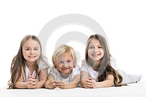 Happy children isolated on white