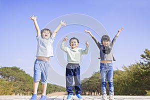 Happy children jumping and dancing