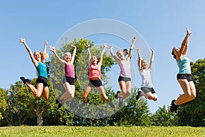 Happy children jumping