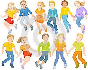 Happy children are jumping - set of jumping children
