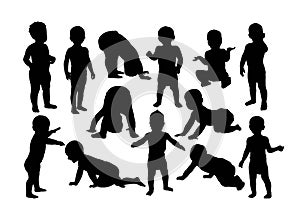 Happy Children and Kid Activity Silhouettes