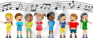 Happy Children Kid Singing Chorus Isolated