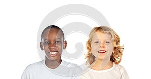 Happy children laughing isolated on a white