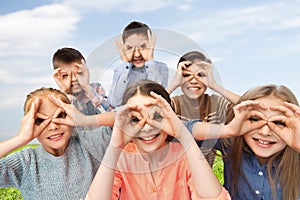 Happy children making faces and having fun