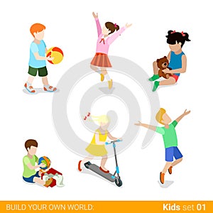 Happy children at play parenting flat web infograp