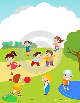 Happy children playing outdoor