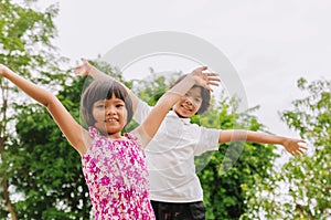 happy children playing and smile