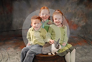 Happy Children with Rabbit