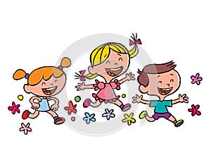 Happy children running