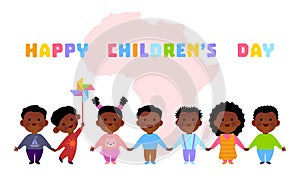 Happy children`s day in Africa. Vector illustration. African children. International Day of the African Child.16 June. African