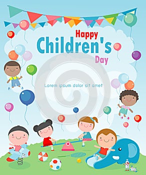 Happy children`s day background, vector illustration.