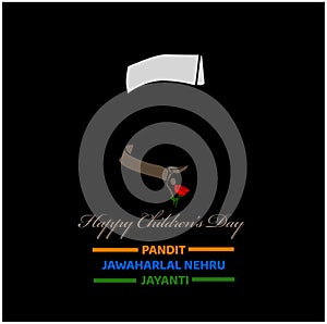 Happy Children`s day and Pandit Jawaharlal Nehar Jayanti greetings with the face icon of Nehru