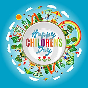 Happy children's day. Vector illustration of Universal Children day poster. Childrens background