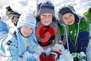 Happy children in snow