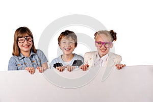 happy children together white background