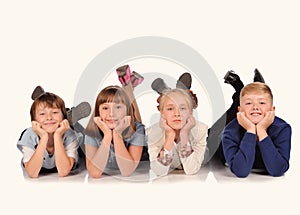 happy children together white background