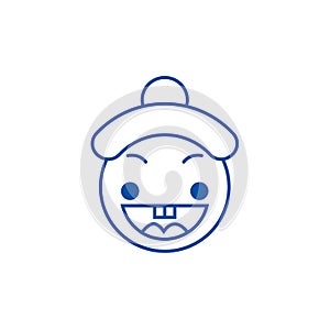 Happy chinese emoji line icon concept. Happy chinese emoji flat  vector symbol, sign, outline illustration.
