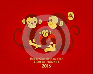 Happy Chinese New Year 2016 Year of Monkey