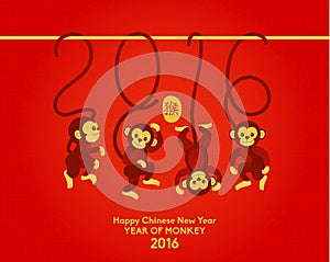 Happy Chinese New Year 2016 Year of Monkey