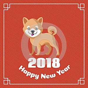 Happy chinese new year 2018 greeting vector background with cute dog