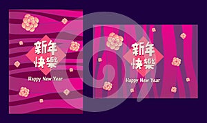 Happy chinese new year 2019, year of the pig, Chinese characters xin nian kuai le mean Happy New Year. â€‹