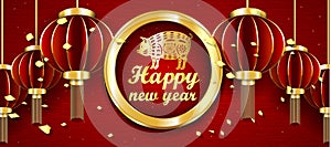 Happy Chinese New Year 2019, Year of the pig, Paper cut style, wealthy, Zodiac sign for greetings card, posters, brochure, calenda