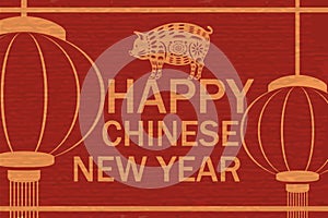 Happy Chinese New Year 2019, Year of the pig, Paper cut style, wealthy, Zodiac sign for greetings card, posters, brochure, calenda