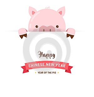 Happy Chinese new year 2019, the year of pig. Vector banner