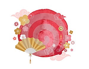 Happy Chinese new year 2019, the year of pig. Vector banner, watercolor background