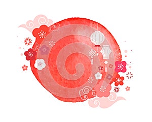 Happy Chinese new year 2019, the year of pig. Vector banner, watercolor background