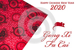 Happy Chinese New Year 2020 with red text on white background