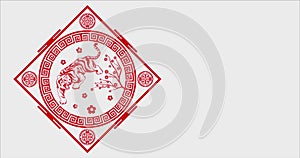 Happy Chinese New Year 2022, Year of the Tiger Celebration Greeting Animation with Oriental ornamental elements. Happy