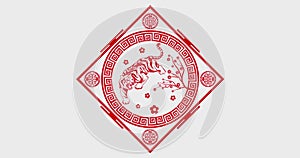 Happy Chinese New Year 2022, Year of the Tiger Celebration Greeting with Oriental ornamental elements. Happy New Year
