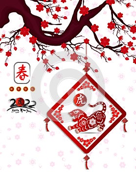 Happy Chinese new year 2022 - year of the Tiger. Lunar New Year banner design template.