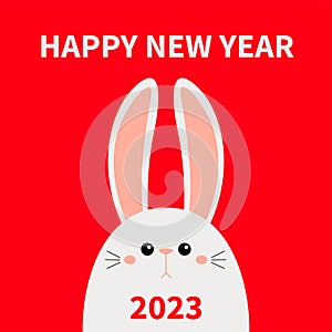 Happy Chinese New Year 2023. The year of the rabbit. Bunny face head icon set. Cute kawaii hare animal. Cartoon funny baby