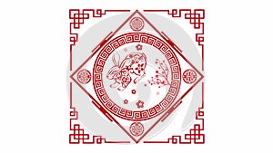 Happy Chinese New Year 2023, Year of the Rabbit Celebration Greeting Animation with Oriental ornamental elements. Happy