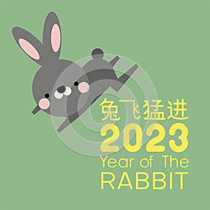 Happy Chinese new year 2023, the year of the rabbit zodiac. Little bunny greeting card, poster, banner, brochure, calendar.