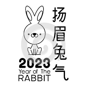 Happy Chinese new year 2023, the year of the rabbit zodiac. Little bunny greeting card, poster, banner, brochure, calendar.