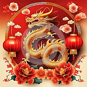 Happy chinese new year 2024. Year of the golden dragon.