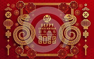 Happy chinese new year 2025 year of the snake zodiac sign.