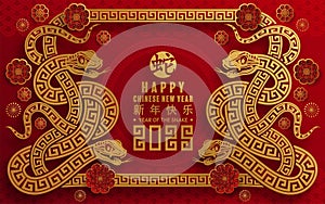 Happy chinese new year 2025 year of the snake zodiac sign.