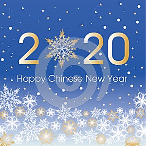 2020 Happy Chinese New Year card template. Design patern snowflakes