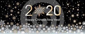 2020 Happy Chinese New Year card template. Design patern snowflakes