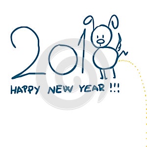 Happy Chinese New Year design, cute dog peeing - vector