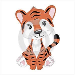 Happy Chinese new year 2022 greeting card. group Little tiger holding Chinese gold year of the tiger zodiac poster, banner, brochu