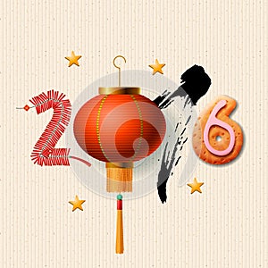 Happy Chinese New Year 2016, greeting card