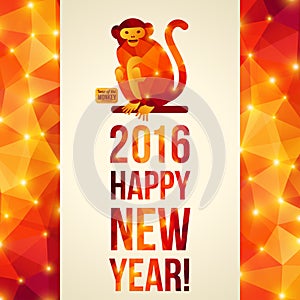 Happy Chinese New Year 2016 Greeting Card. Year of