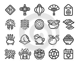 Happy chinese new year icon set