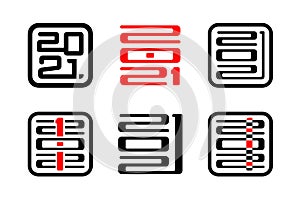 Happy Chinese New Year of the Ox 2021. Icons set